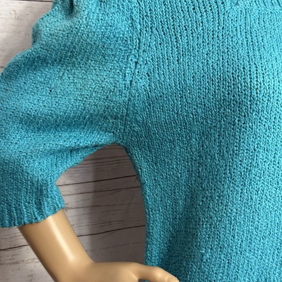 Renee Tener for Jeanne Pierre True Vintage Sweater Large Turquoise 80s Retro - Picture 5 of 12